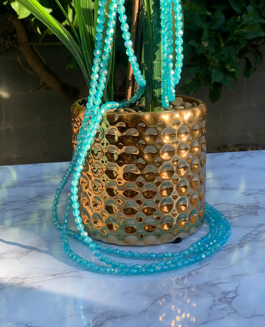 Blue waist bead, blue crystal