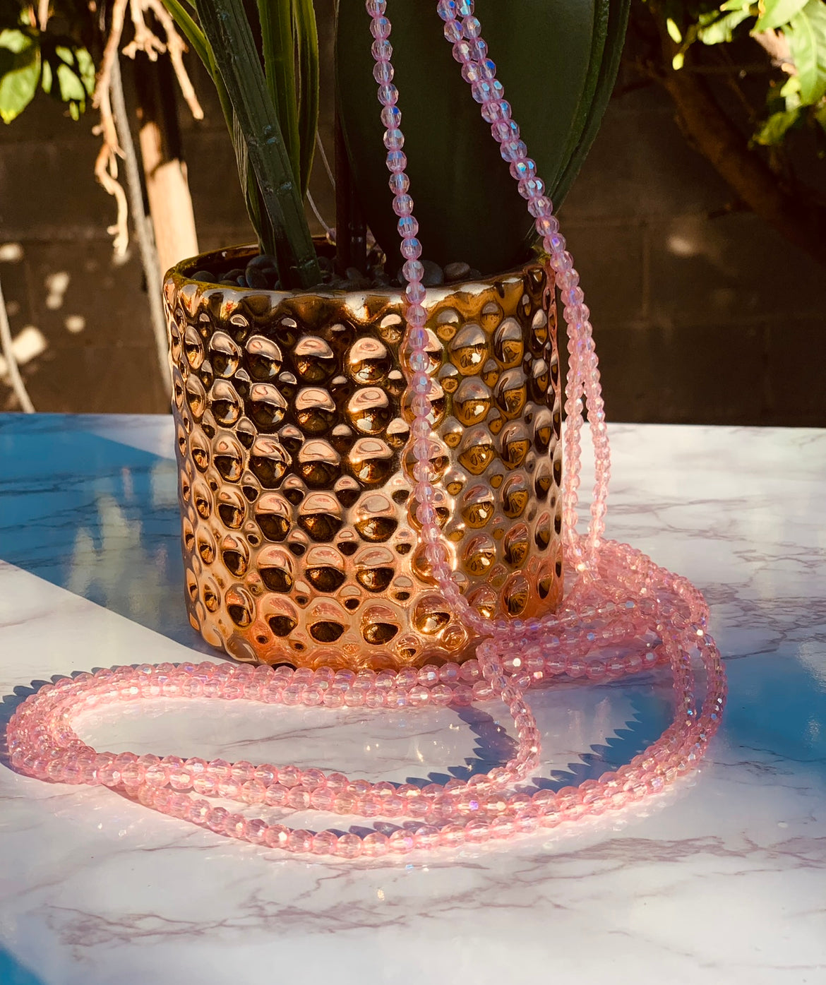 Barbie pink, belly beads, waist beads 